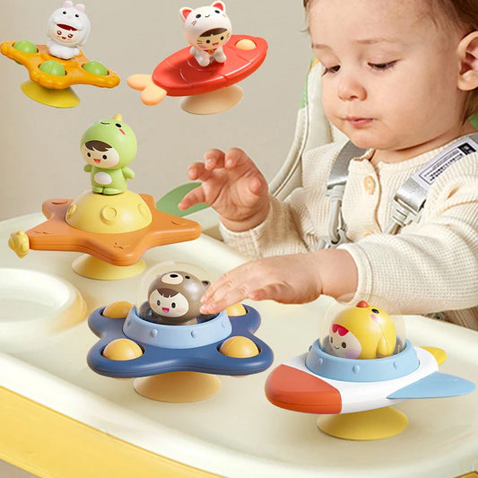 Sensory Suction Spinner Toy – Montessori Baby Rattle for Bath or High Chair (6–18 Months)