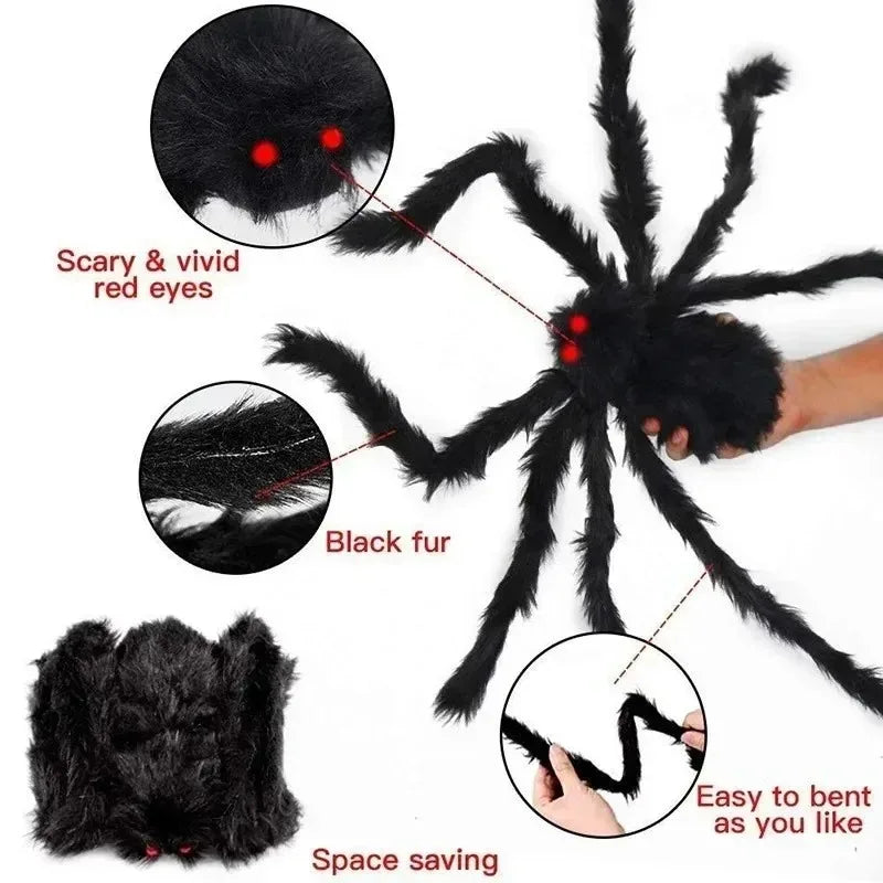 Giant Hairy Halloween Spider – Scary Outdoor Decoration for Haunted Scenes