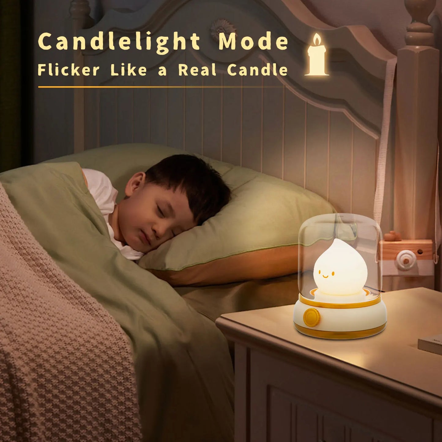 CosyGlow™ Dimmable LED Bedside Lamp – Cute, Rechargeable & Flame-Free Ambience