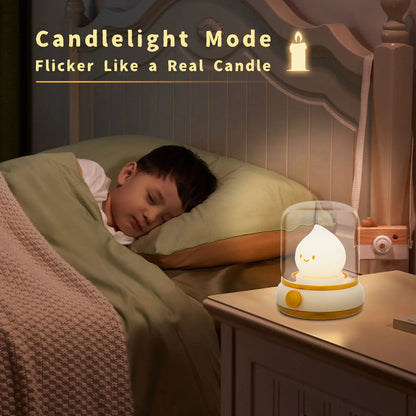 CosyGlow™ Dimmable LED Bedside Lamp – Cute, Rechargeable & Flame-Free Ambience