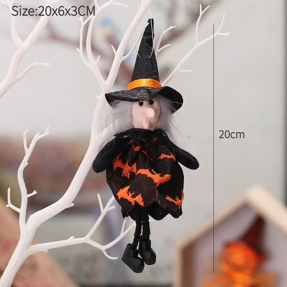 Halloween Hanging Witch & Pumpkin Dolls – Spooky Cute Tree Decorations for Home or Party
