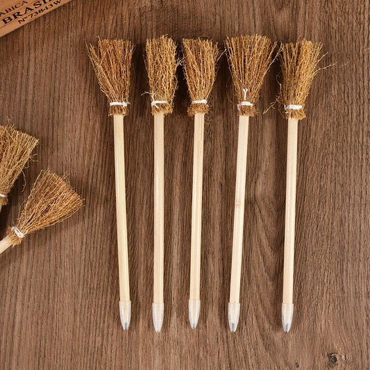 10 pcs Witch Broom Wooden Pencils – Magical Fun for Halloween