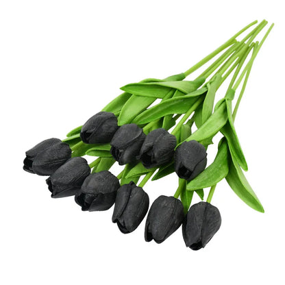 10PCS Realistic Artificial Tulip Bouquet – Everlasting Beauty in Full Bloom
