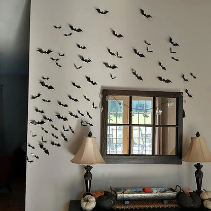 3D Halloween Bat Wall Stickers – Removable Spooky Décor for Home or Party