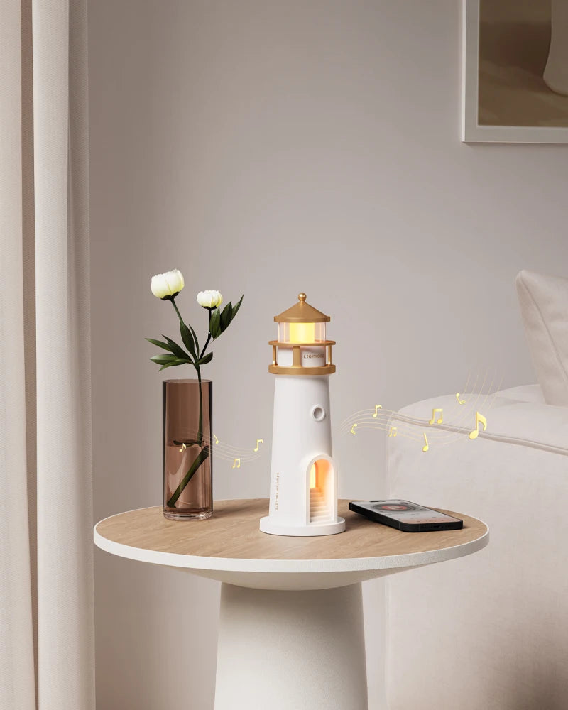 LunaTower™ Motion-Sensor Lighthouse Lamp – Moon Projection, Bluetooth Music & Remote Control