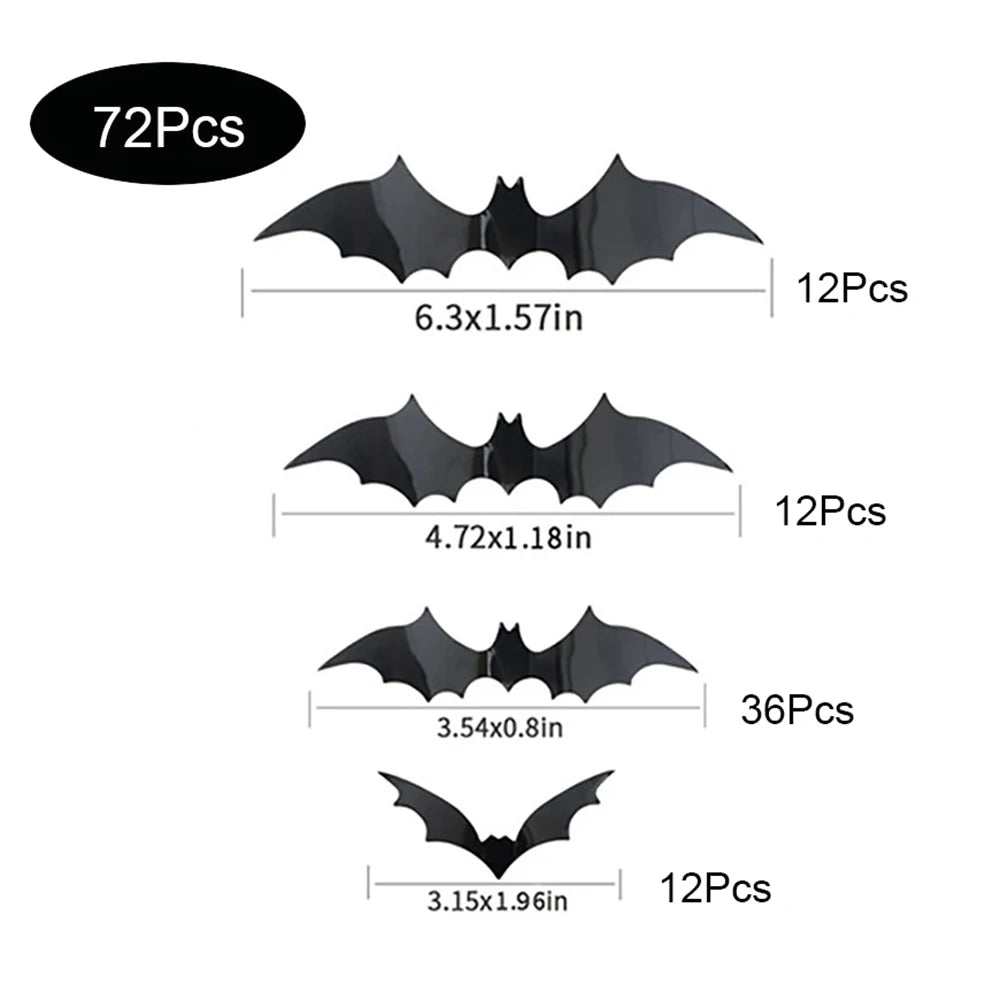3D Halloween Bat Wall Stickers – Removable Spooky Décor for Home or Party
