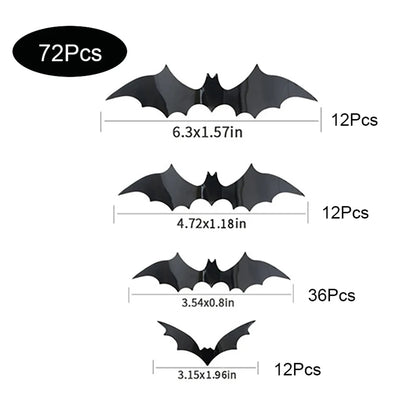 3D Halloween Bat Wall Stickers – Removable Spooky Décor for Home or Party