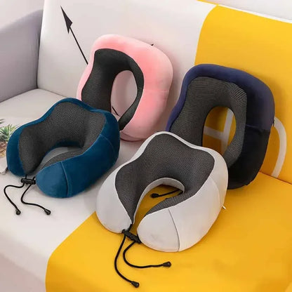 Memory Foam Travel Neck Pillow – U-Shaped Orthopaedic Support Cushion for Airplane & Home Use