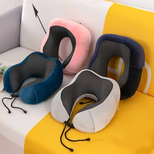 Memory Foam Travel Neck Pillow – U-Shaped Orthopaedic Support Cushion for Airplane & Home Use