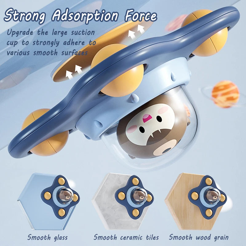 Sensory Suction Spinner Toy – Montessori Baby Rattle for Bath or High Chair (6–18 Months)