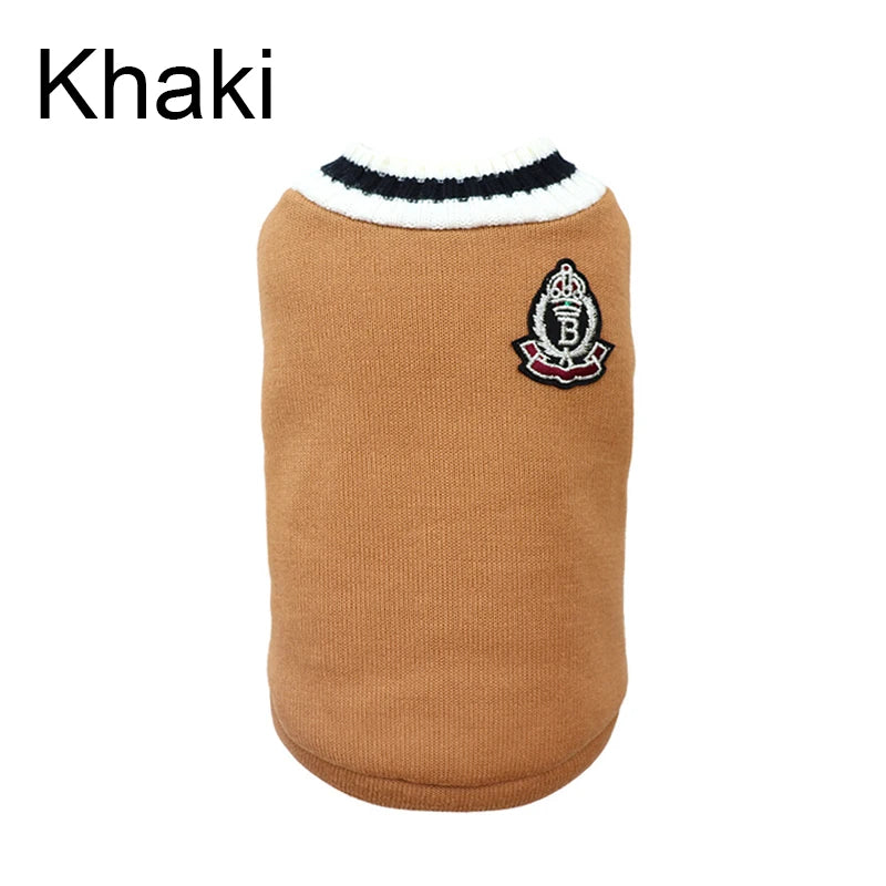 Festive V-Neck Pet Jumper – Cosy Winter Knit Sweater for Small Dogs & Cats