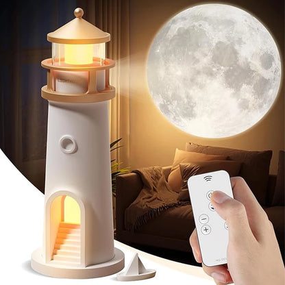LunaTower™ Motion-Sensor Lighthouse Lamp – Moon Projection, Bluetooth Music & Remote Control