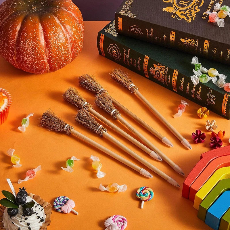 10 pcs Witch Broom Wooden Pencils – Magical Fun for Halloween