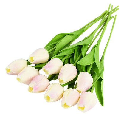 10PCS Realistic Artificial Tulip Bouquet – Everlasting Beauty in Full Bloom