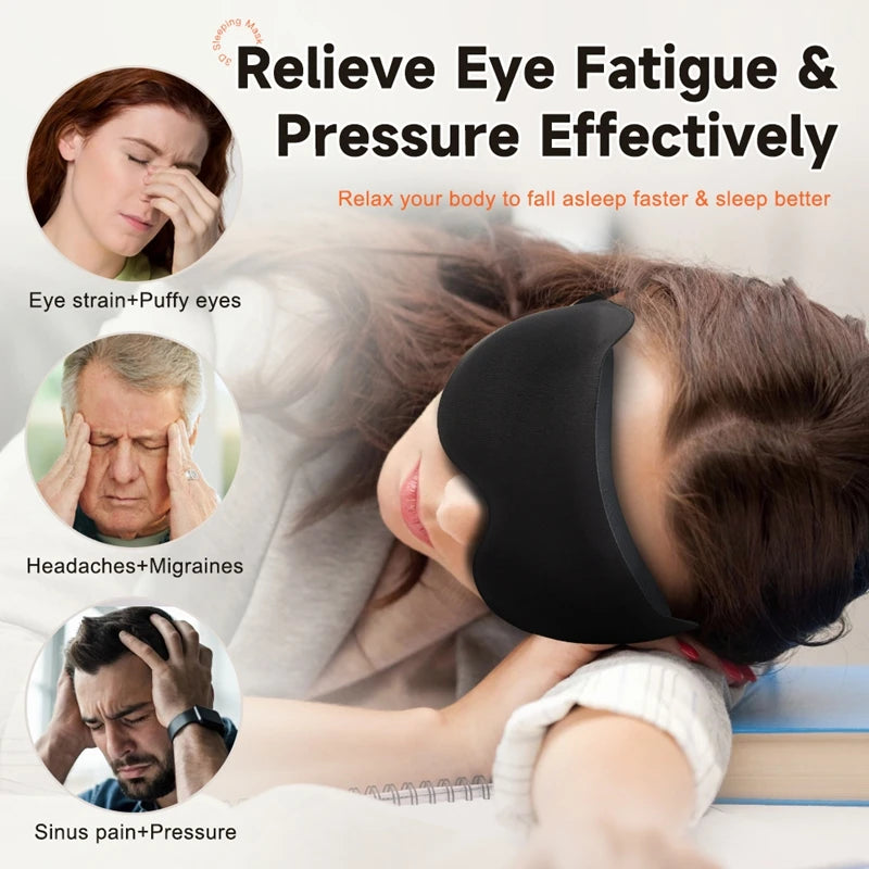 3D Memory Foam Sleep Mask – Soft Light-Blocking Eye Cover for Travel, Relaxation & Deep Sleep
