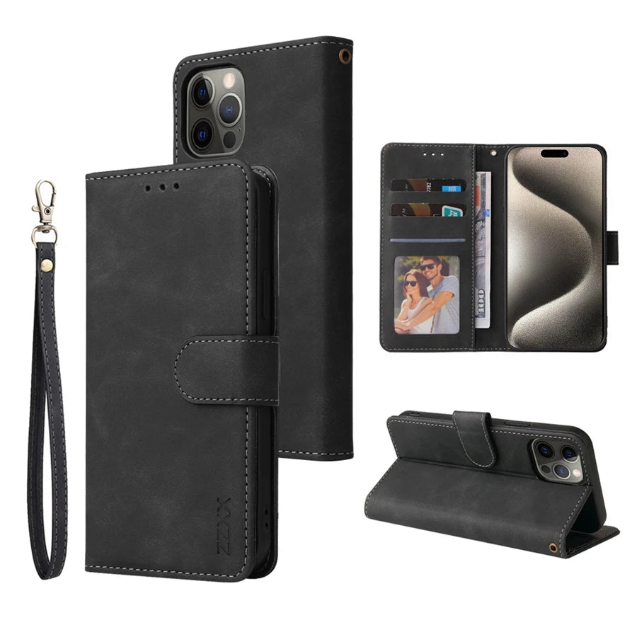Magnetic Leather Wallet Case – Style, Safety and Smart Storage in One. For iPhone 13 to 15 Series
