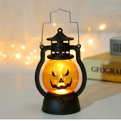 Haunted Pumpkin Lantern – Retro LED Halloween Light for Spooky Indoor & Outdoor Decor