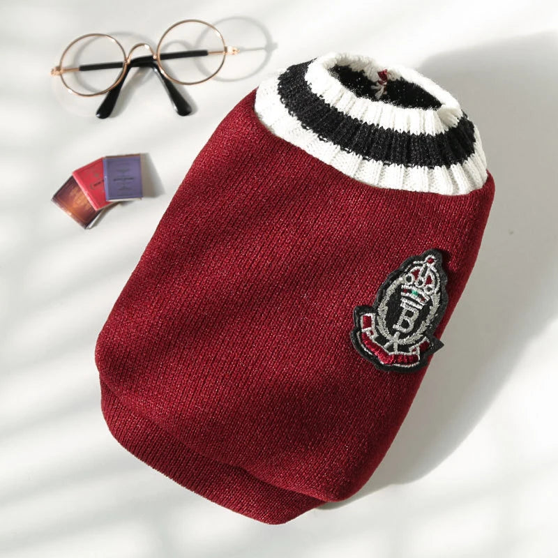 Festive V-Neck Pet Jumper – Cosy Winter Knit Sweater for Small Dogs & Cats