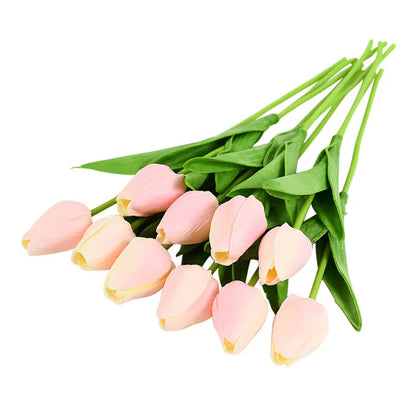 10PCS Realistic Artificial Tulip Bouquet – Everlasting Beauty in Full Bloom