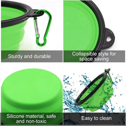 2-in-1 Foldable Silicone Pet Feeder – Portable Food & Water Bowl for Travel
