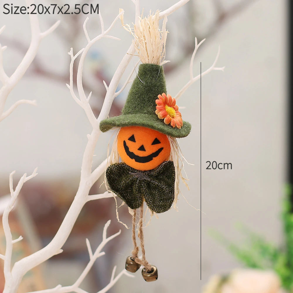 Halloween Hanging Witch & Pumpkin Dolls – Spooky Cute Tree Decorations for Home or Party