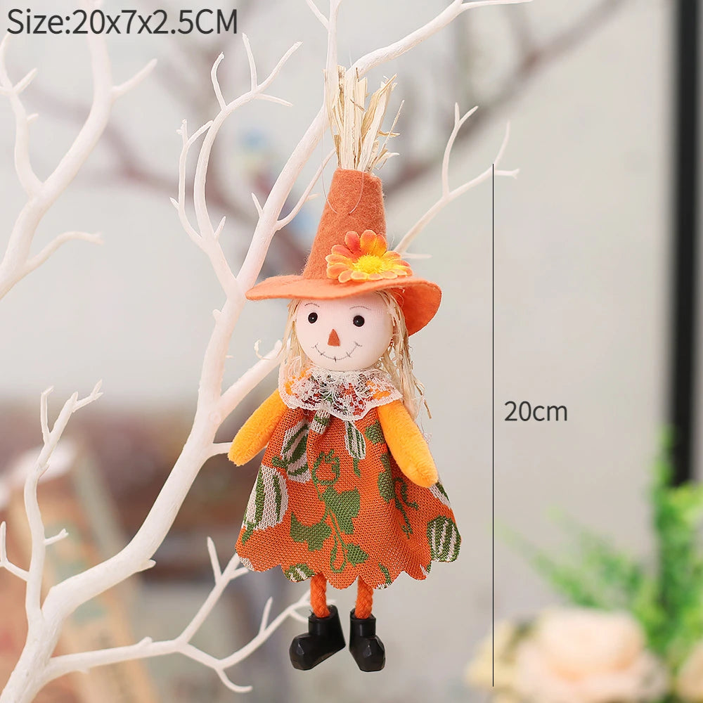Halloween Hanging Witch & Pumpkin Dolls – Spooky Cute Tree Decorations for Home or Party