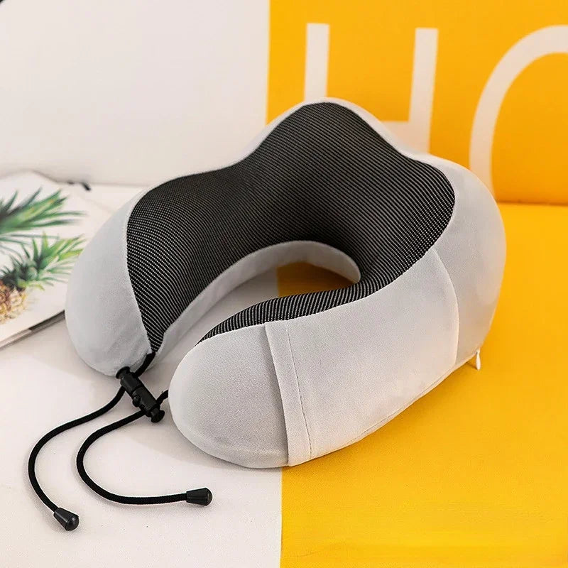 Memory Foam Travel Neck Pillow – U-Shaped Orthopaedic Support Cushion for Airplane & Home Use