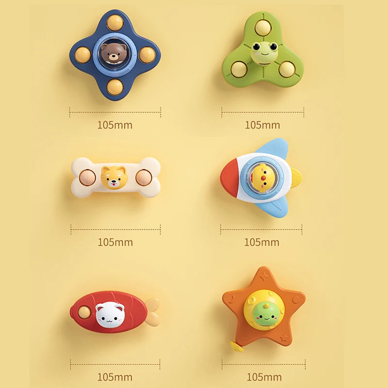 Sensory Suction Spinner Toy – Montessori Baby Rattle for Bath or High Chair (6–18 Months)
