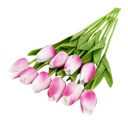 10PCS Realistic Artificial Tulip Bouquet – Everlasting Beauty in Full Bloom