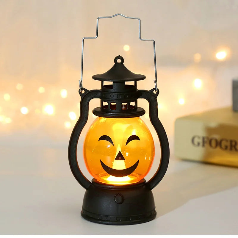 Haunted Pumpkin Lantern – Retro LED Halloween Light for Spooky Indoor & Outdoor Decor