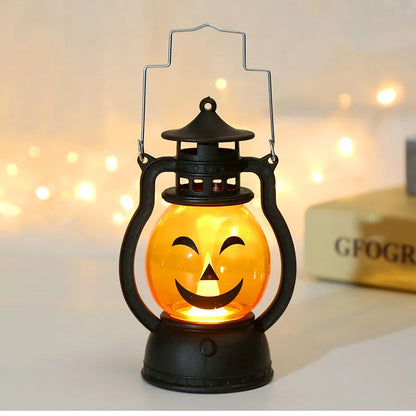 Haunted Pumpkin Lantern – Retro LED Halloween Light for Spooky Indoor & Outdoor Decor