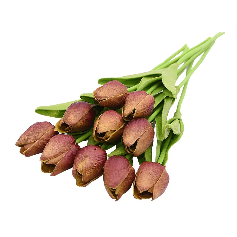 10PCS Realistic Artificial Tulip Bouquet – Everlasting Beauty in Full Bloom