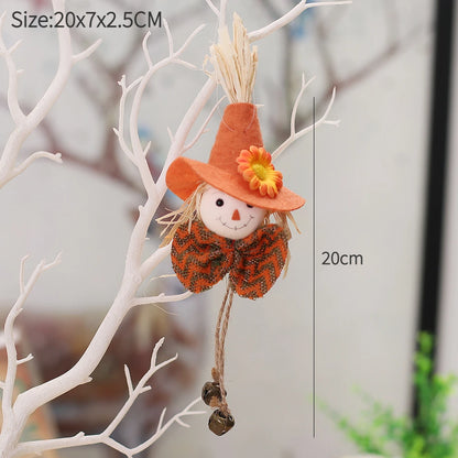Halloween Hanging Witch & Pumpkin Dolls – Spooky Cute Tree Decorations for Home or Party