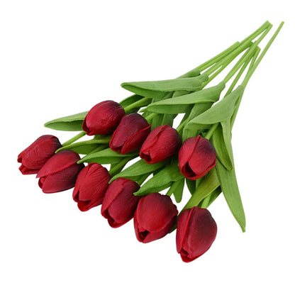 10PCS Realistic Artificial Tulip Bouquet – Everlasting Beauty in Full Bloom