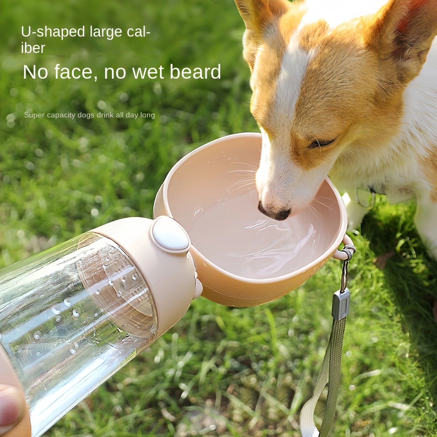 Portable Dog Water Bottle – Travel Drinking Cup with Optional 2-in-1 Food Dispenser