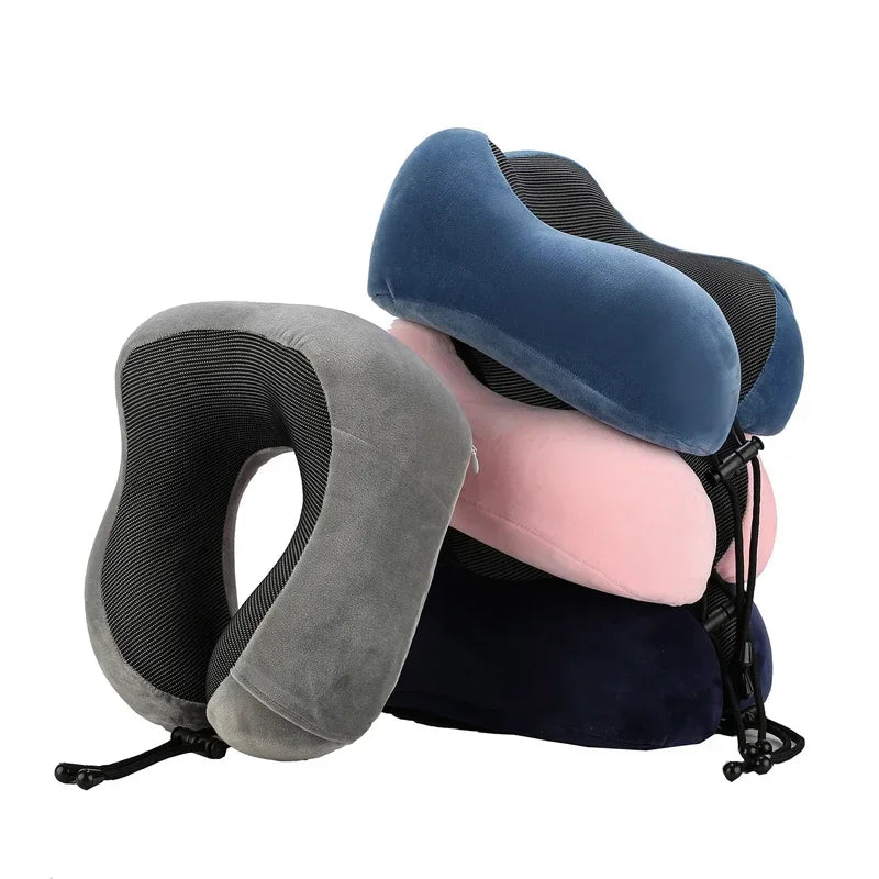 Memory Foam Travel Neck Pillow – U-Shaped Orthopaedic Support Cushion for Airplane & Home Use