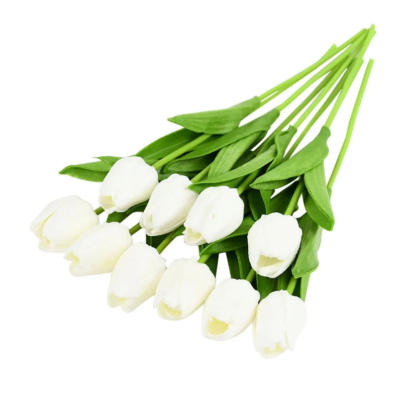 10PCS Realistic Artificial Tulip Bouquet – Everlasting Beauty in Full Bloom