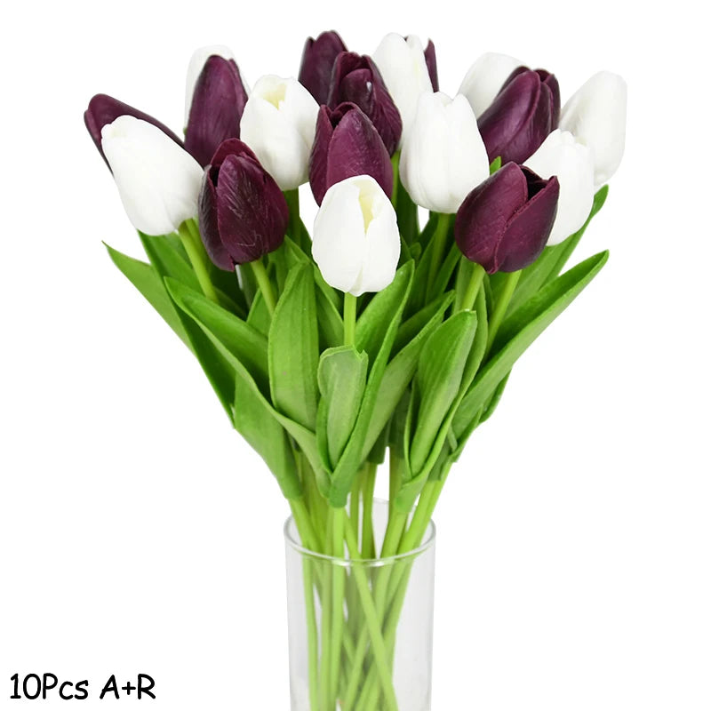 10PCS Realistic Artificial Tulip Bouquet – Everlasting Beauty in Full Bloom