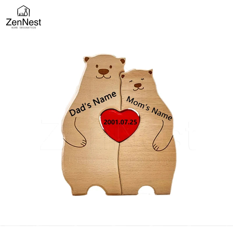 Celebrate Family with a Personal Touch – Custom Wooden Bear Puzzle