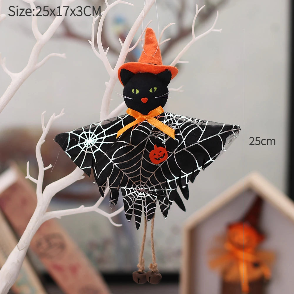 Halloween Hanging Witch & Pumpkin Dolls – Spooky Cute Tree Decorations for Home or Party