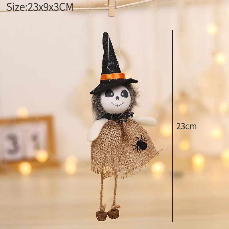 Halloween Hanging Witch & Pumpkin Dolls – Spooky Cute Tree Decorations for Home or Party