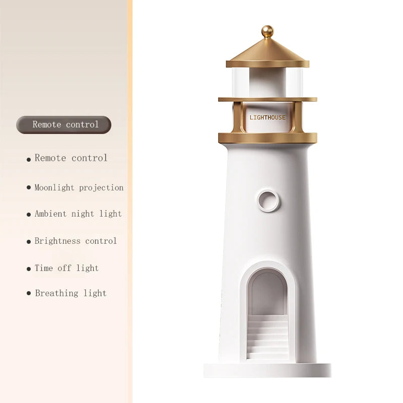 LunaTower™ Motion-Sensor Lighthouse Lamp – Moon Projection, Bluetooth Music & Remote Control
