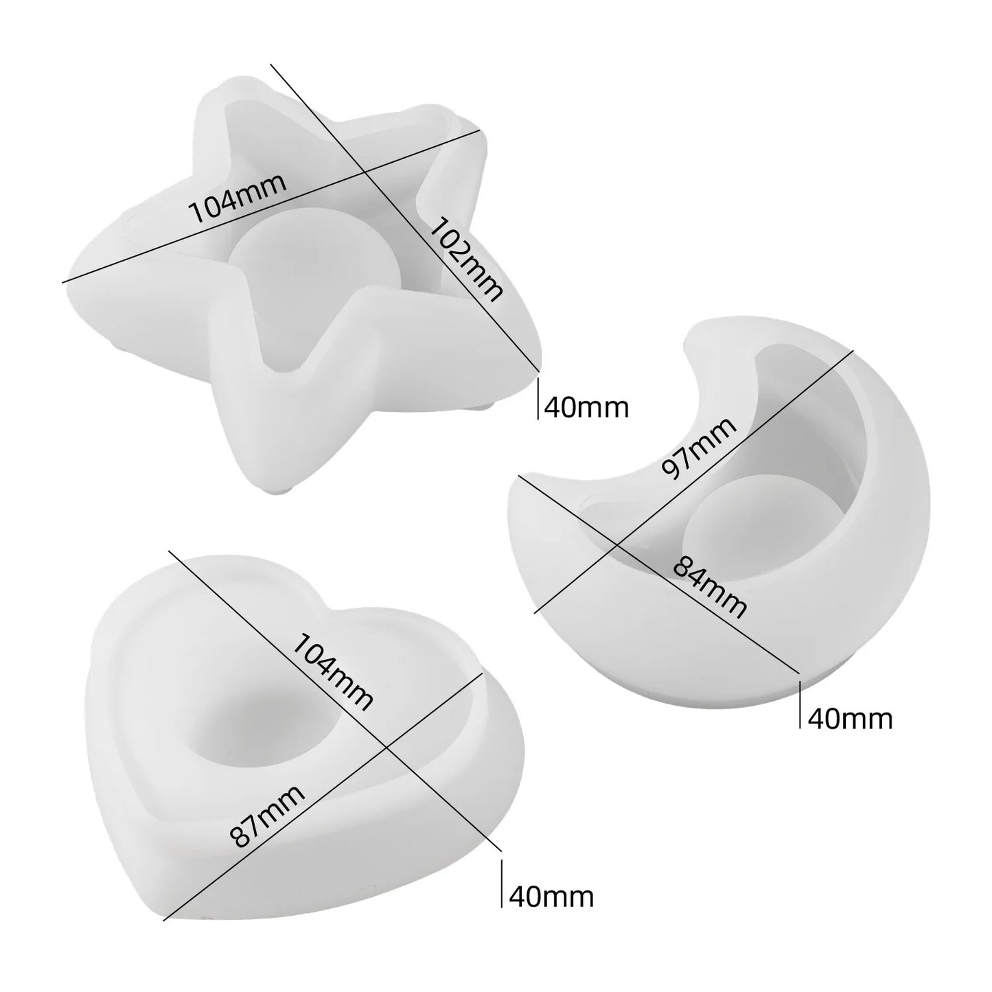 Mystic Silicone Mould – Moon, Star & Heart Shapes for Resin or Candle Making