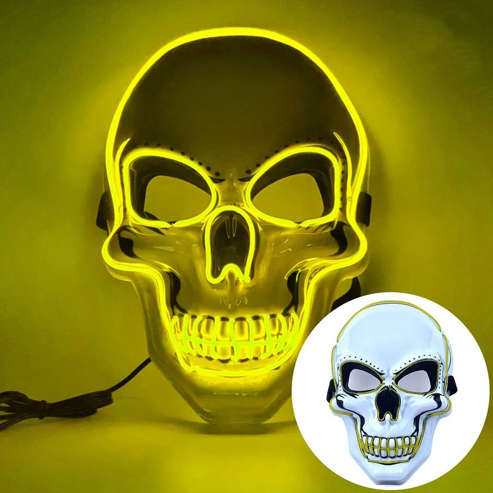LED Skull Mask – Glowing Halloween Costume for Night Parties & Cosplay