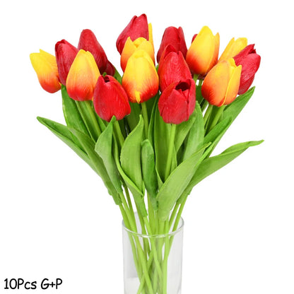 10PCS Realistic Artificial Tulip Bouquet – Everlasting Beauty in Full Bloom