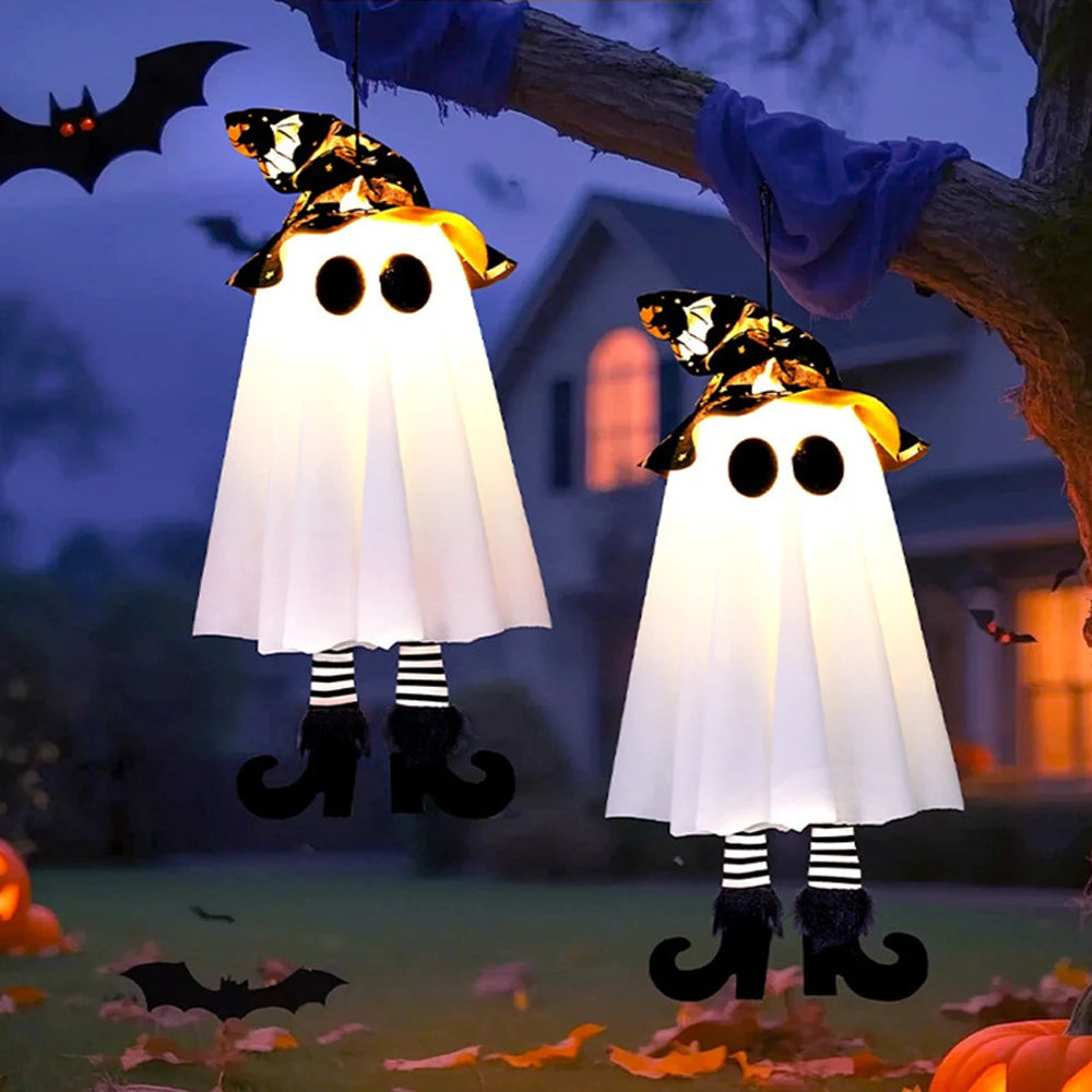 LED Hanging Halloween Ghosts – Light-Up Outdoor Decorations for Spooky Nights (1/2/3 pcs)