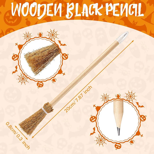 10 pcs Witch Broom Wooden Pencils – Magical Fun for Halloween