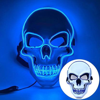 LED Skull Mask – Glowing Halloween Costume for Night Parties & Cosplay