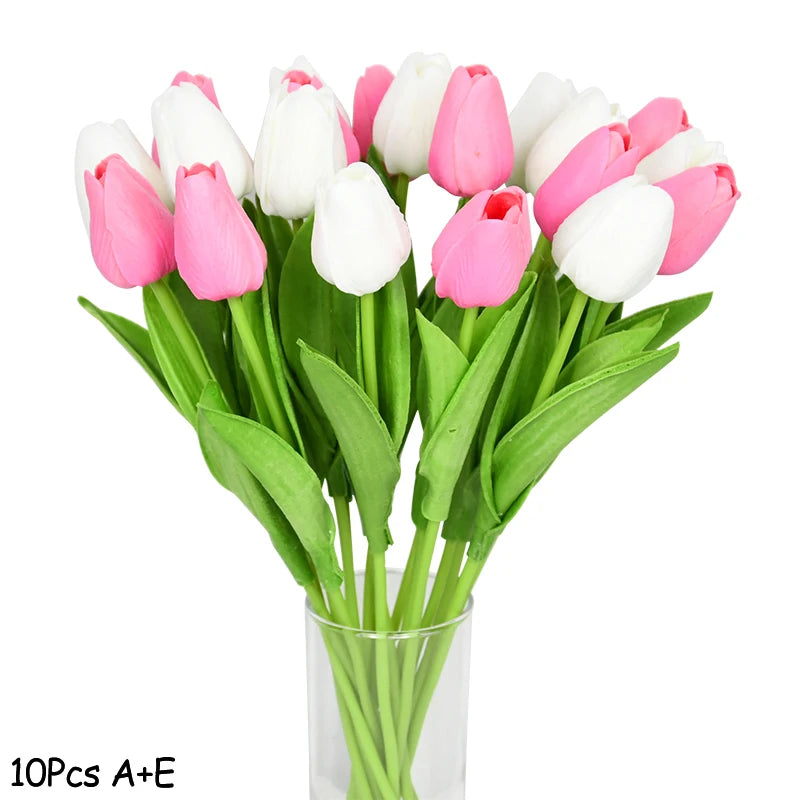 10PCS Realistic Artificial Tulip Bouquet – Everlasting Beauty in Full Bloom