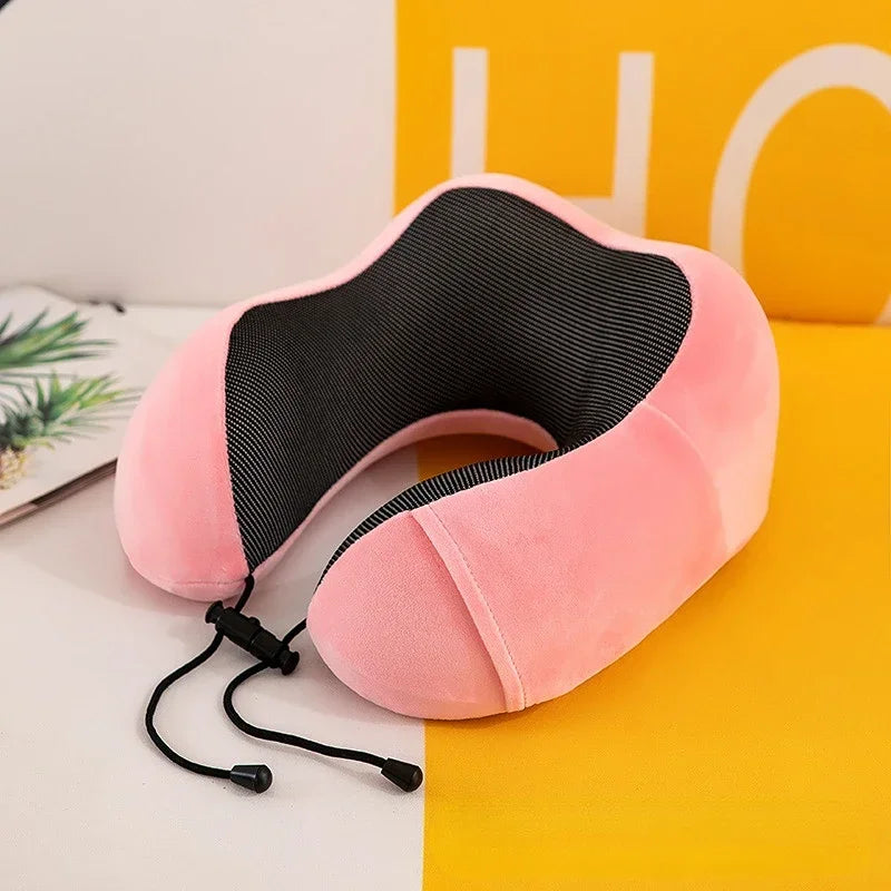 Memory Foam Travel Neck Pillow – U-Shaped Orthopaedic Support Cushion for Airplane & Home Use
